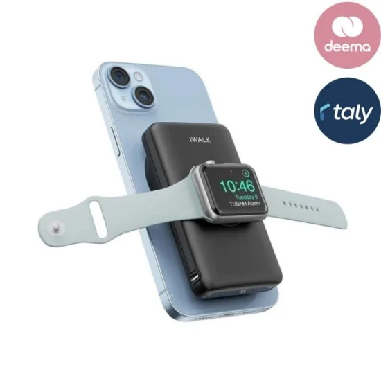 Iwalk Mag-X Magnetic Wireless 10000 Mah Power Bank With Apple Watch Charging Port - Black